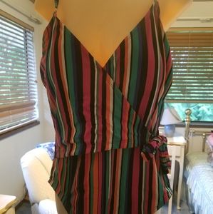 One piece womens swim suit, waist tie, slimming